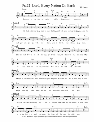 Psalm 72: Lord, Every Nation On Earth (leadsheet)