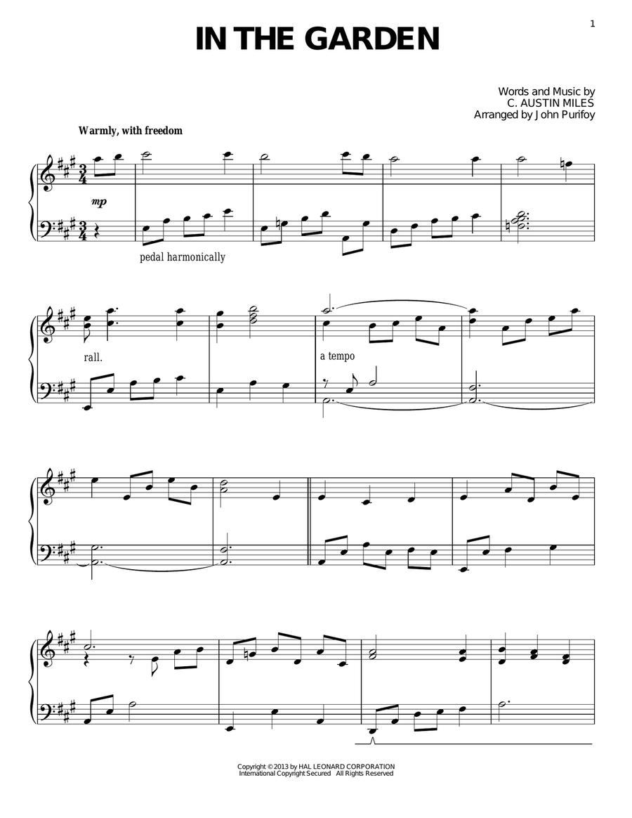 In The Garden Piano Solo scores gallery preview page 1