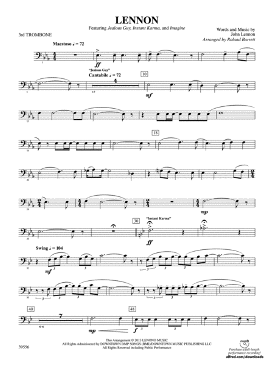 Lennon: 3rd Trombone Concert Band scores gallery preview page 1