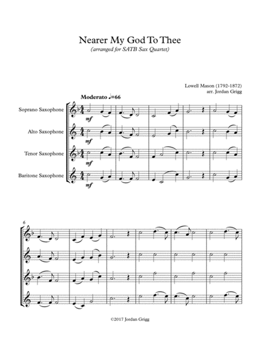 Nearer My God To Thee (SATB Sax Quartet) Score and Parts image number null