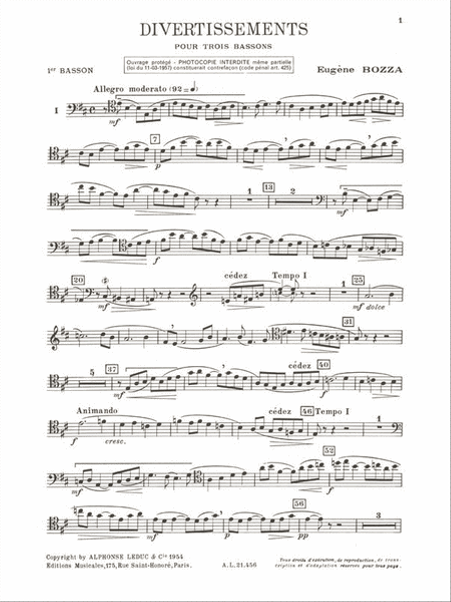 Divertissements (bassoons 3) Bassoon Solo scores gallery preview page 2