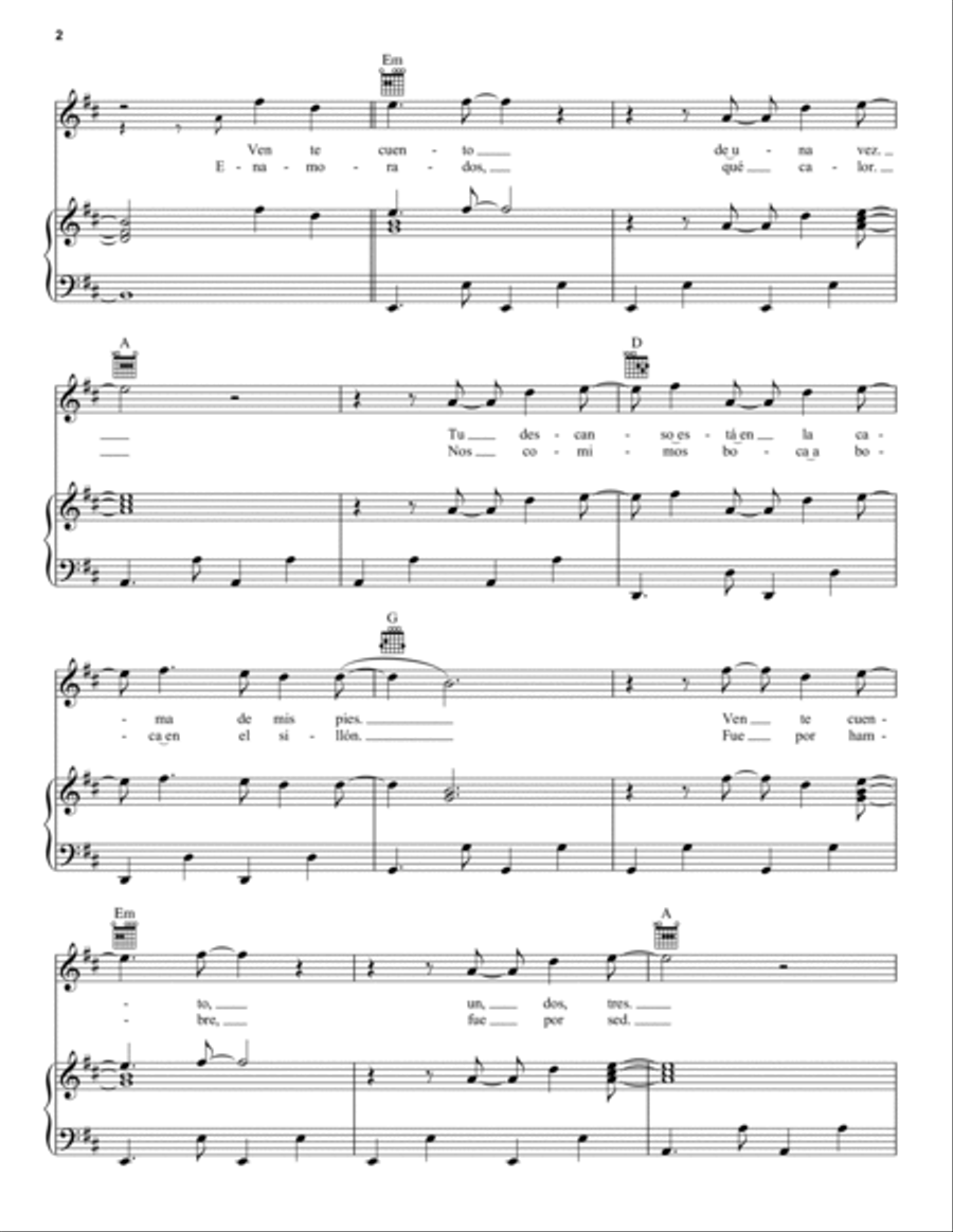 Vente Pa' Ca (Feat. Maluma) Piano, Vocal, Guitar scores gallery preview page 2