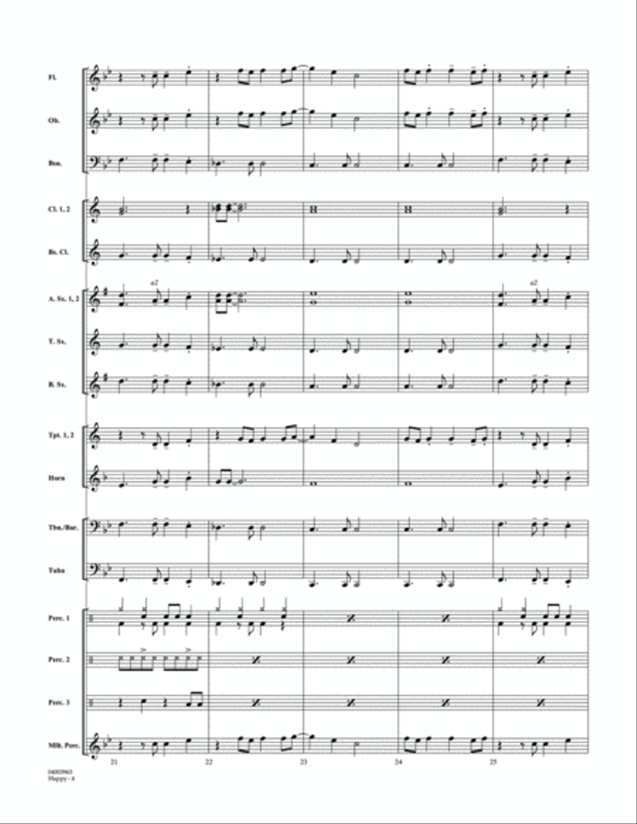 Happy (from Despicable Me 2) - Conductor Score (Full Score) Concert Band scores gallery preview page 6