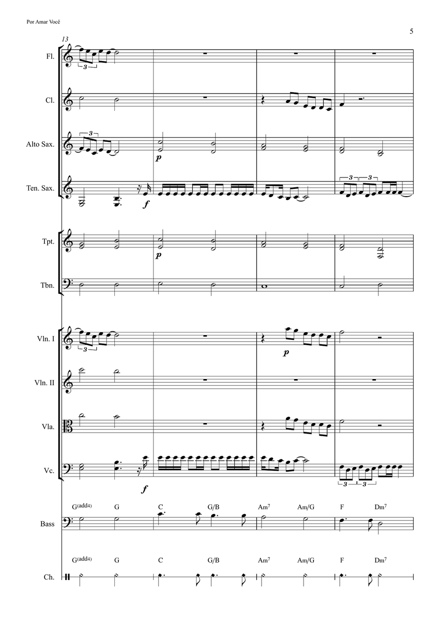 Por Amar Você - Score Only Concert Band scores gallery preview page 5
