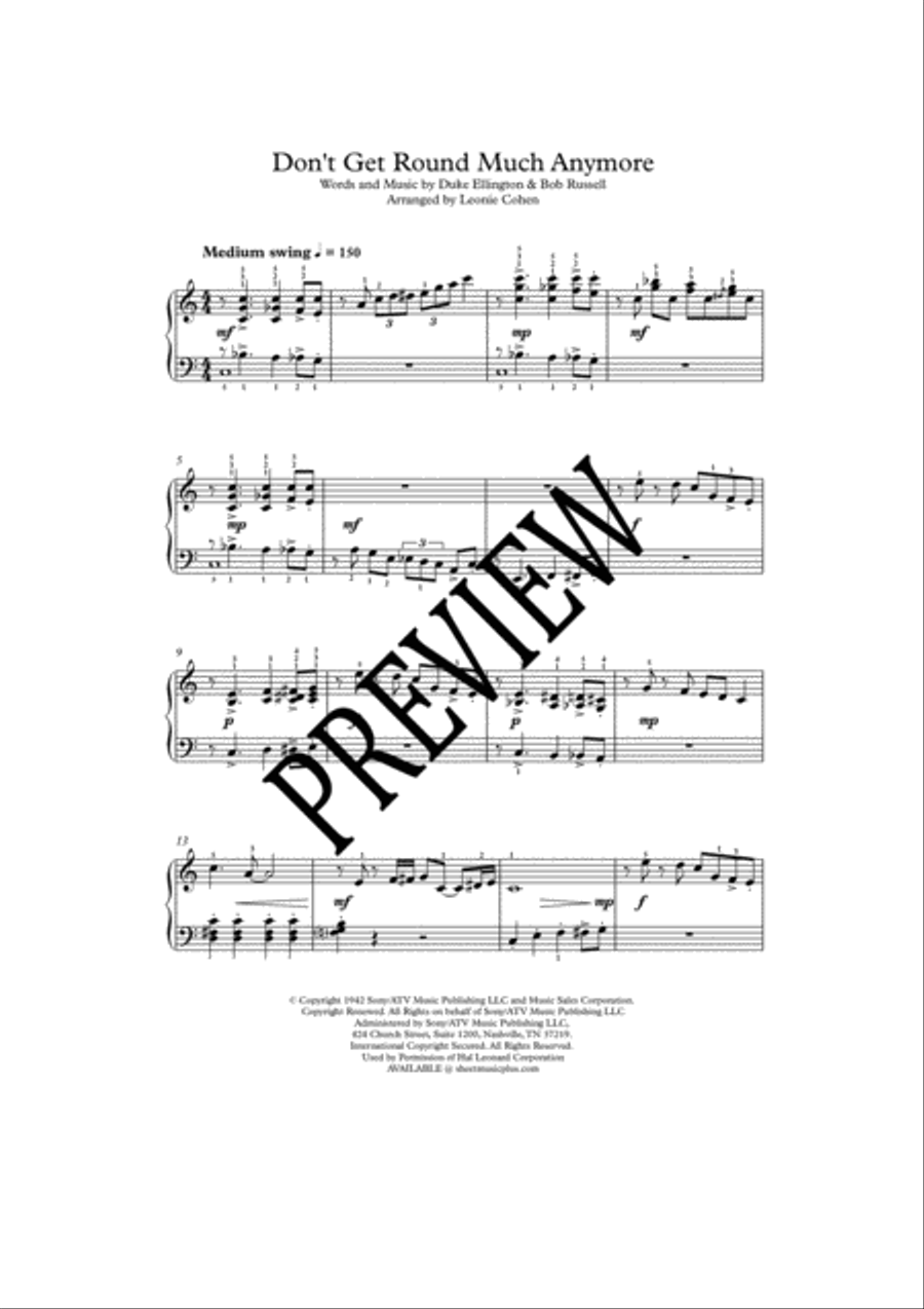 Don't Get Around Much Anymore Piano Solo scores gallery preview page 2