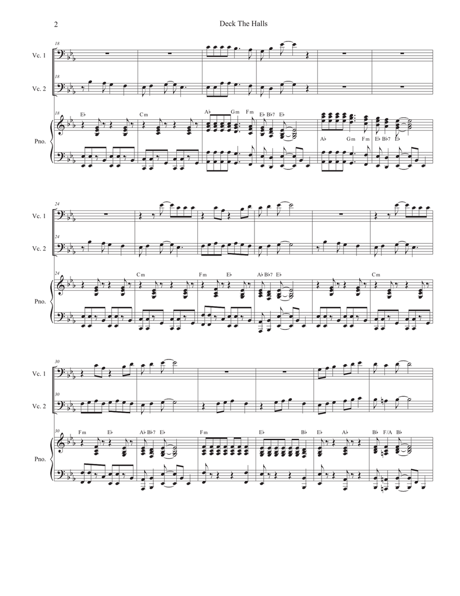 Deck The Halls (Cello Duet - Alternate Version) String Duet scores gallery preview page 2
