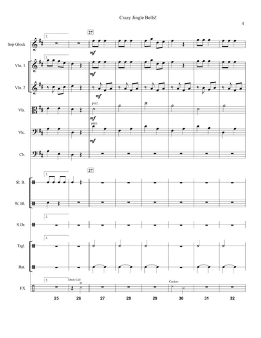 Crazy Jingle Bells for String Orchestra and Percussion String Orchestra scores gallery preview page 5