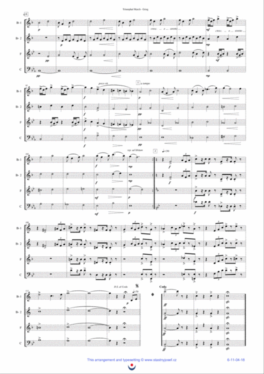 Triumphal March (Grieg) Brass Ensemble scores gallery preview page 4
