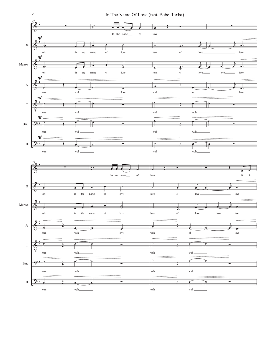 In The Name Of Love (feat. Bebe Rexha) 4-Part scores gallery preview page 4