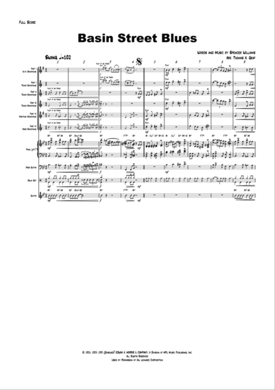 Basin Street Blues Saxophone Quartet scores gallery preview page 1