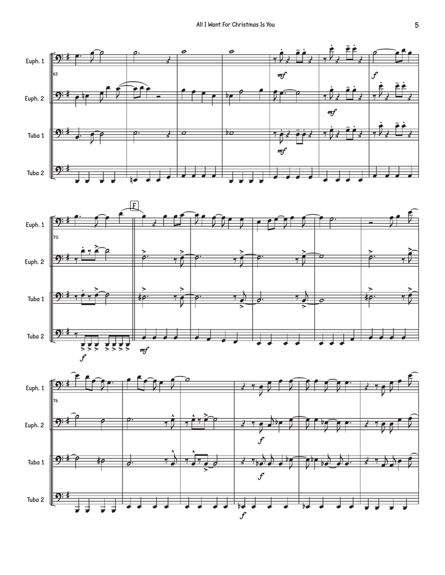 All I Want For Christmas Is You Brass Quartet scores gallery preview page 5