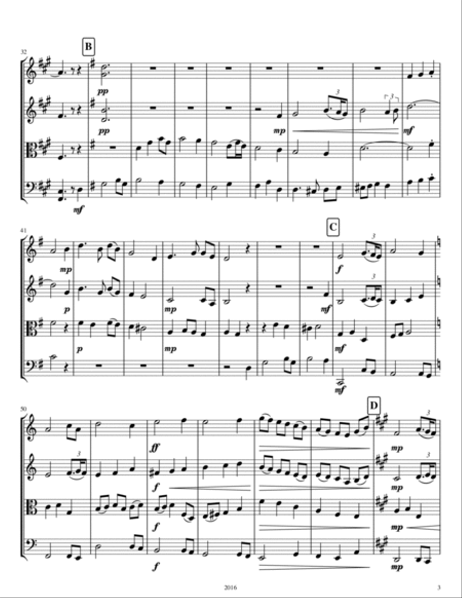 Minor Detour: Amazing Grace String Quartet scores gallery preview page 4