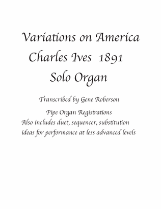 Book cover for Variations on America. Organ Solo