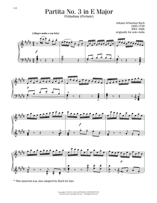 Book cover for Partita No. 3 In E Major, BWV 1006