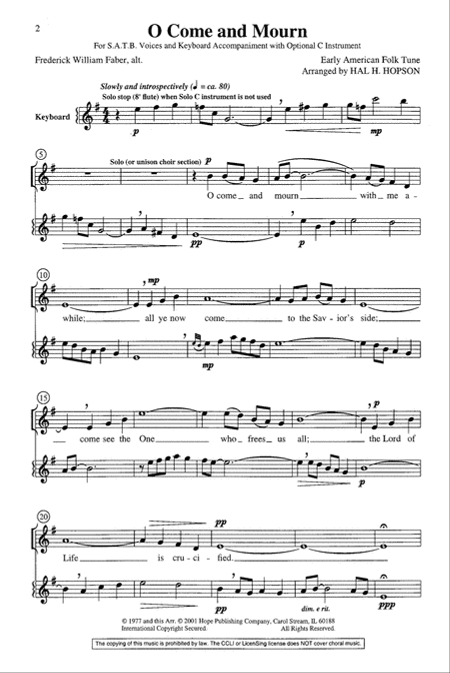 O Come and Mourn 4-Part scores gallery preview page 3