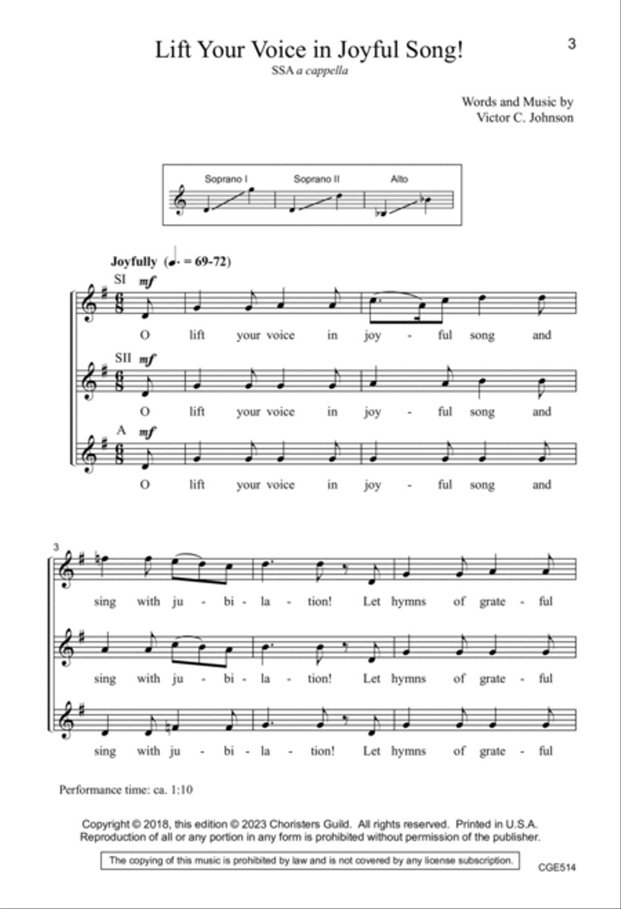 Lift Your Voice in Joyful Song! - SSA SSA scores gallery preview page 3