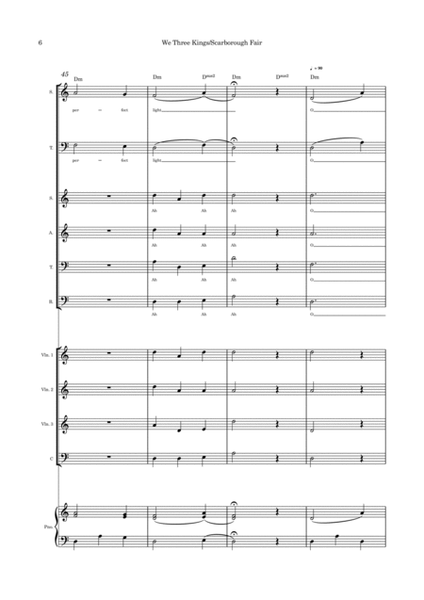We Three Kings/Scarborough Fair combo SATB choir strings and piano image number null