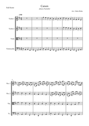 Canon - Johann Pachelbel (Wedding/Reduced Version) for String Quartet