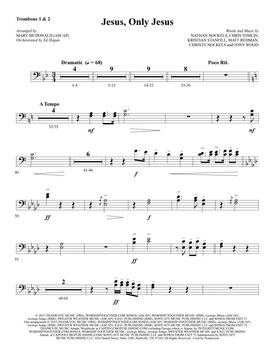 Jesus, Only Jesus - Trombone 1 & 2 Choir scores gallery preview page 1