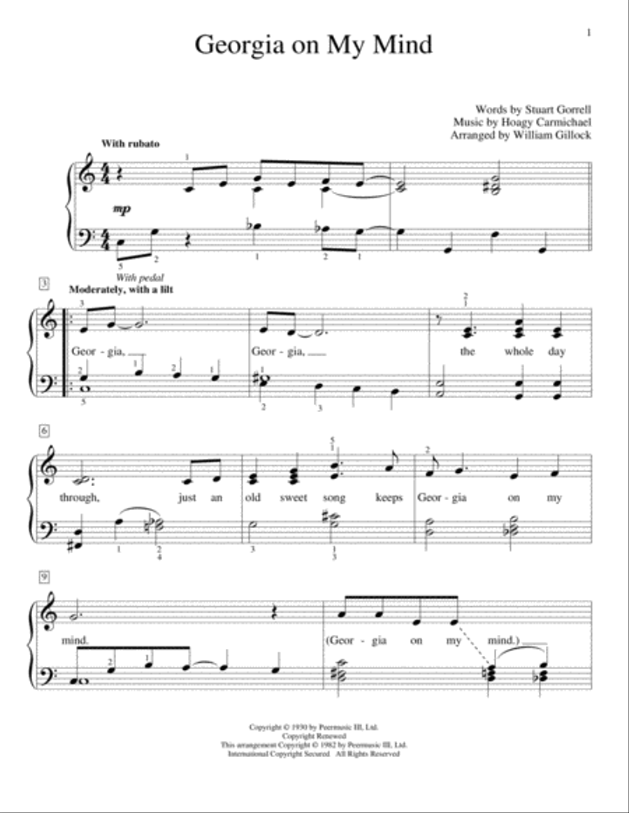 Georgia On My Mind Georgia On My Mind Piano scores gallery preview page 1