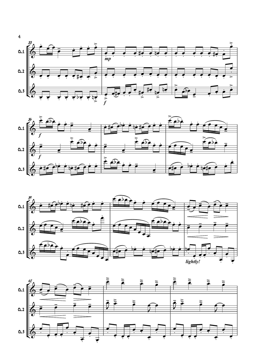 'Fughetta' by Stephen Davies for Clarinet Trio Clarinet Trio scores gallery preview page 4