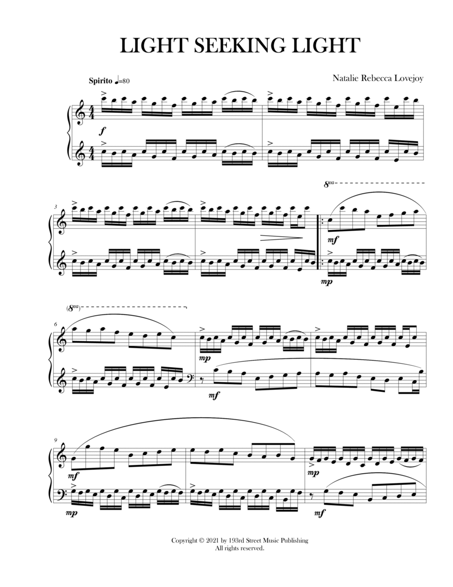 Light Seeking Light Piano Solo scores gallery preview page 1