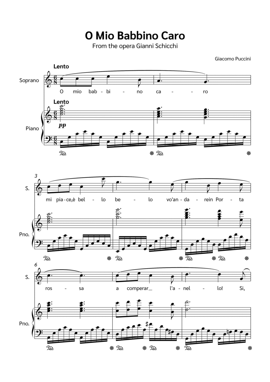 O Mio Babbino Caro Voice scores gallery preview page 1