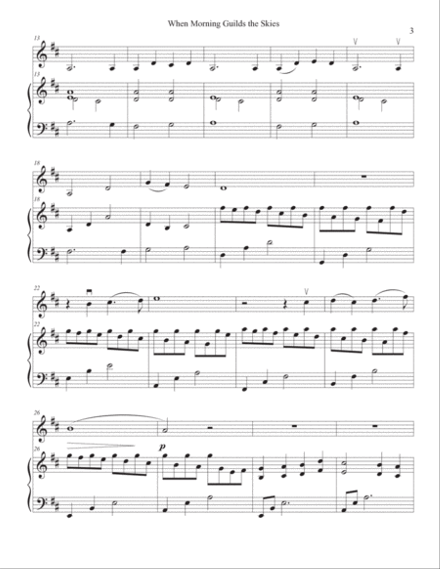When Morning Guilds the Skies - Violin Solo Violin Solo scores gallery preview page 3