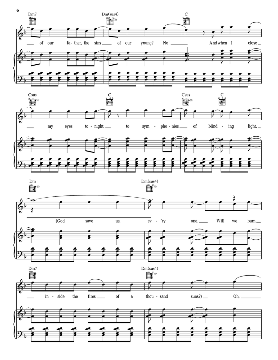The Catalyst Piano, Vocal, Guitar scores gallery preview page 6