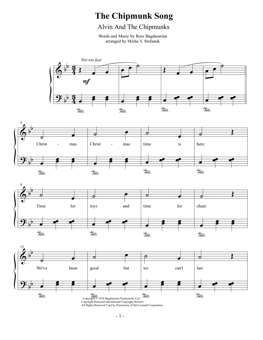 The Chipmunk Song Voice scores gallery preview page 1