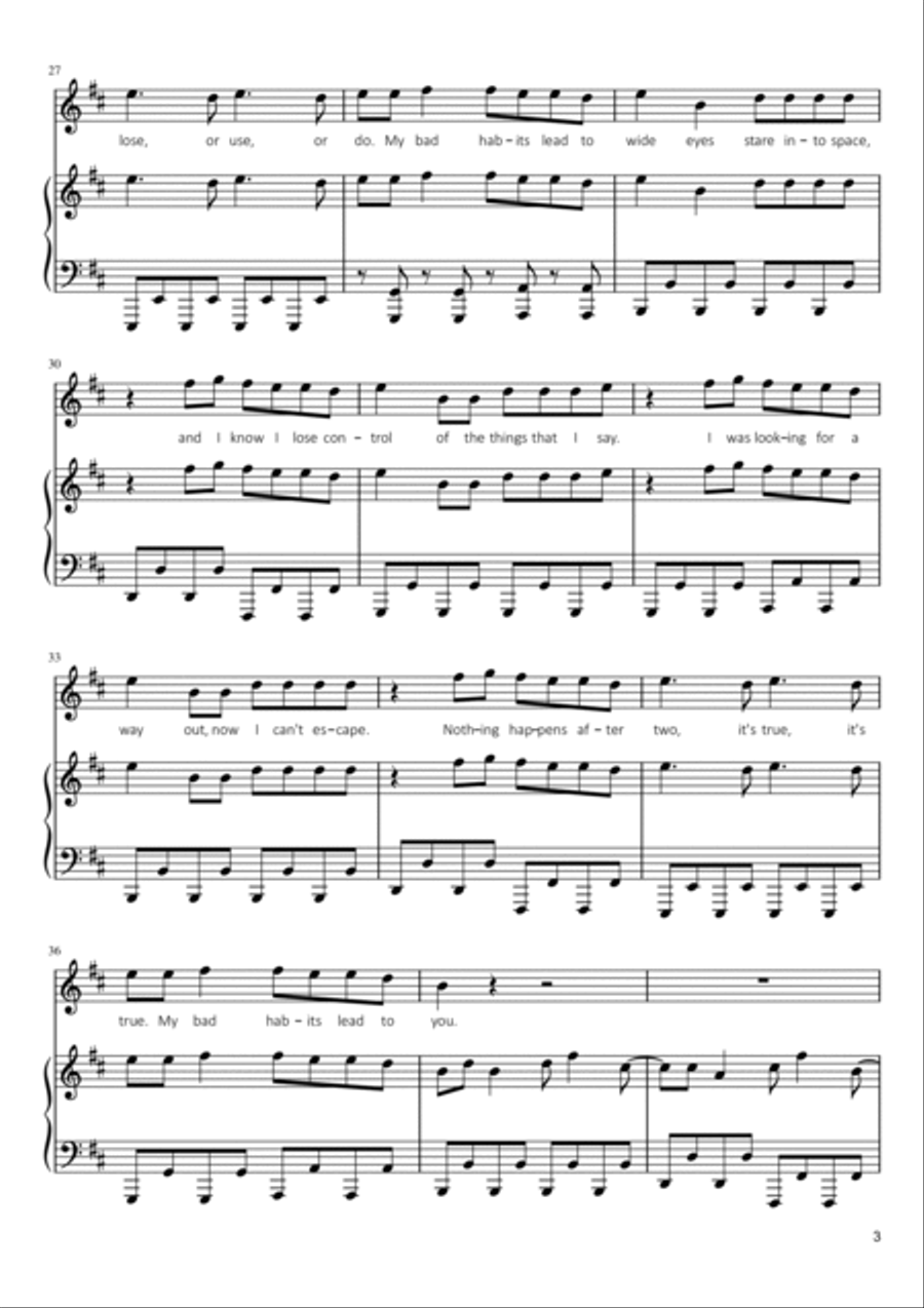 Bad Habits Bad Habits Voice scores gallery preview page 3