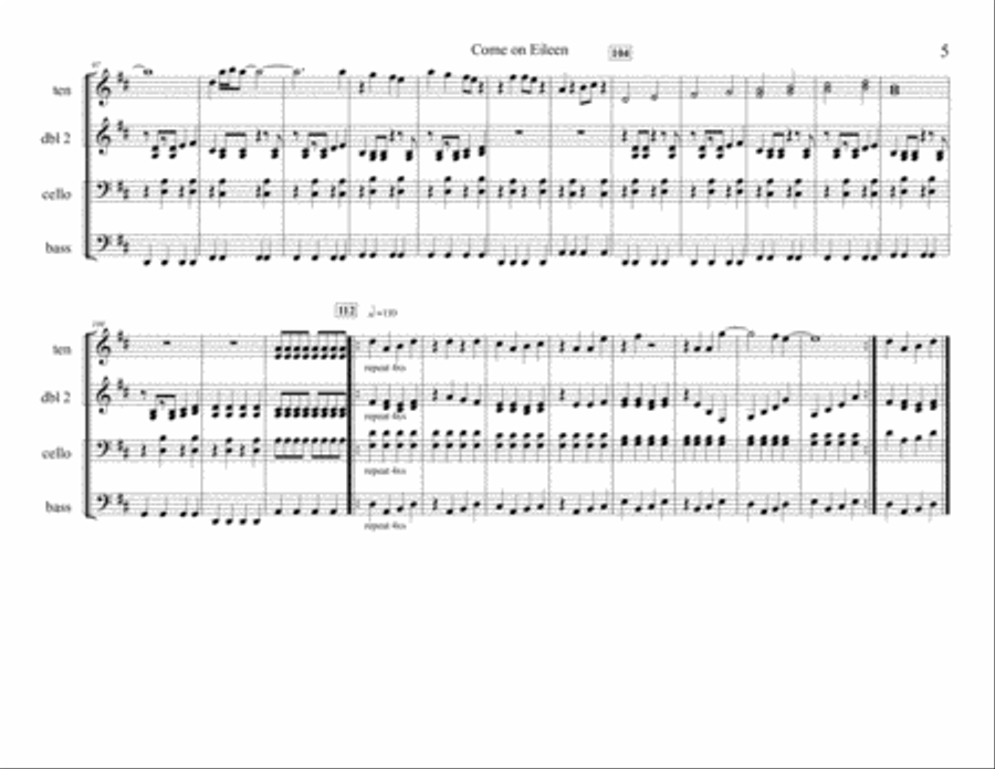 Come On Eileen Percussion Ensemble scores gallery preview page 5