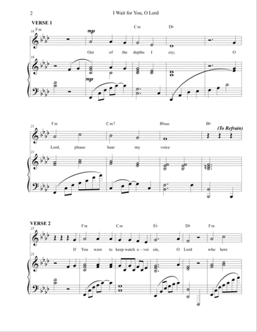 I Wait for You, O Lord (Psalm 130) Voice Solo scores gallery preview page 2