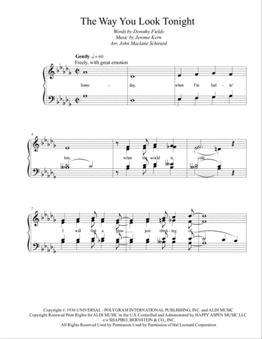 The Way You Look Tonight The Way You Look Tonight 4-Part scores gallery preview page 1
