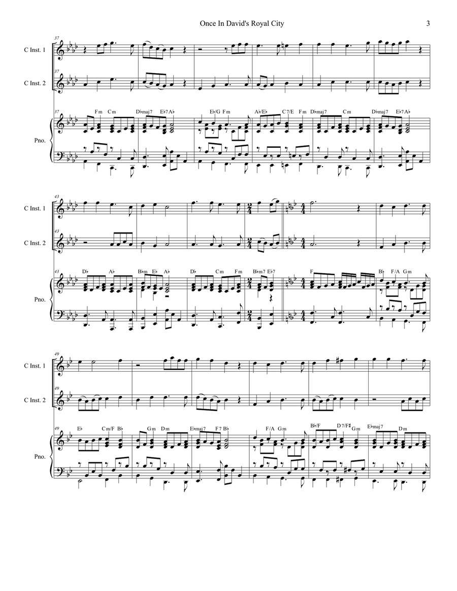 Once In Royal David's City (Duet for C-Instruments) Flute scores gallery preview page 3