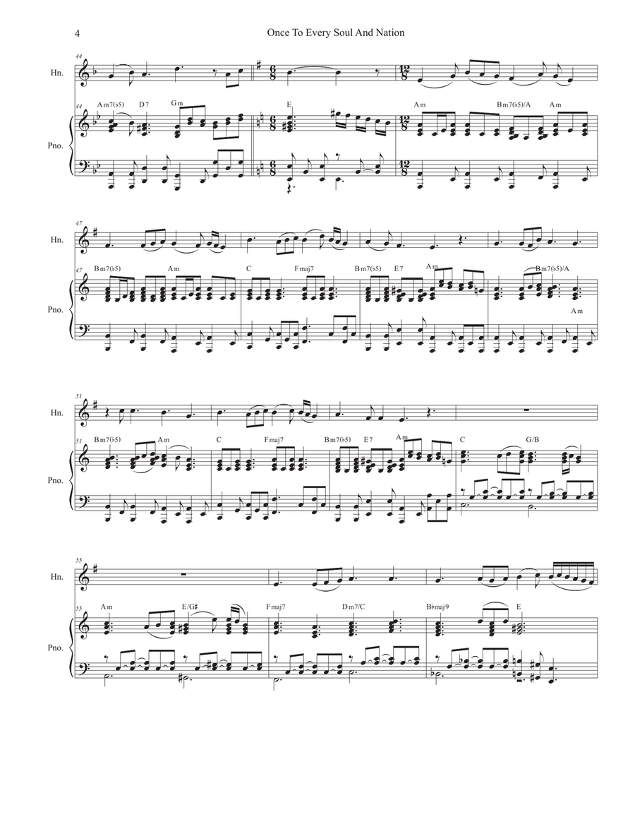 Once To Every Soul And Nation (French Horn solo and Piano) Piano scores gallery preview page 5