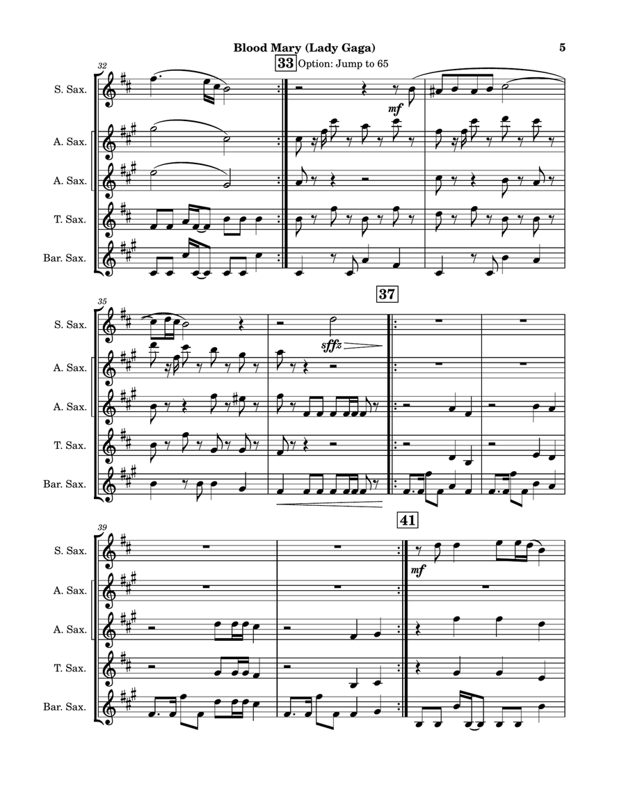 Bloody Mary Saxophone Quintet scores gallery preview page 5