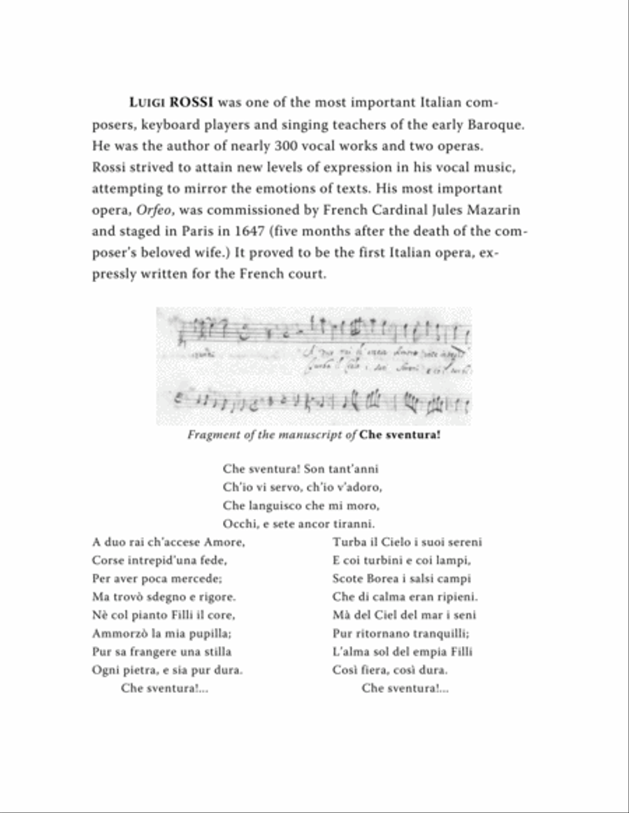 ROSSI Luigi: Che sventura!, cantata for Voice (Soprano/Tenor) and Piano (C major) Tenor Voice scores gallery preview page 2