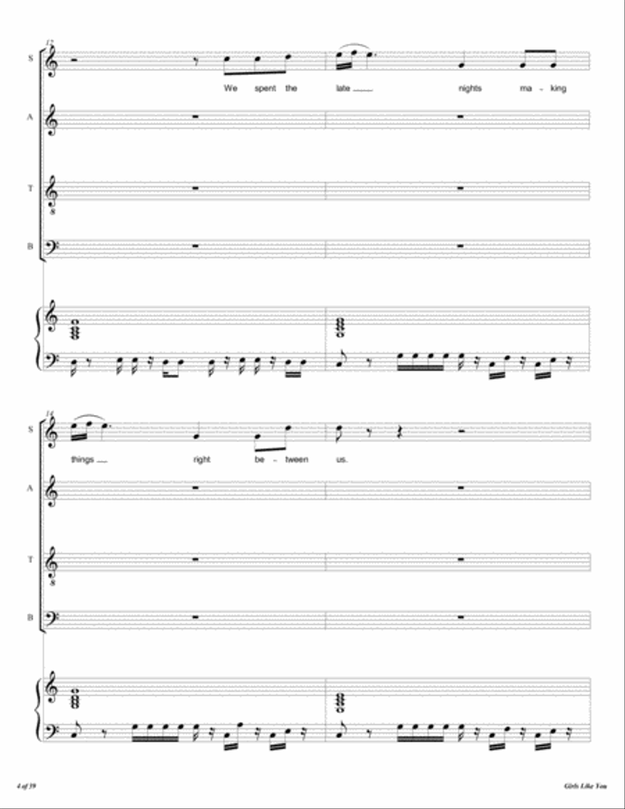 Girls Like You 4-Part scores gallery preview page 5