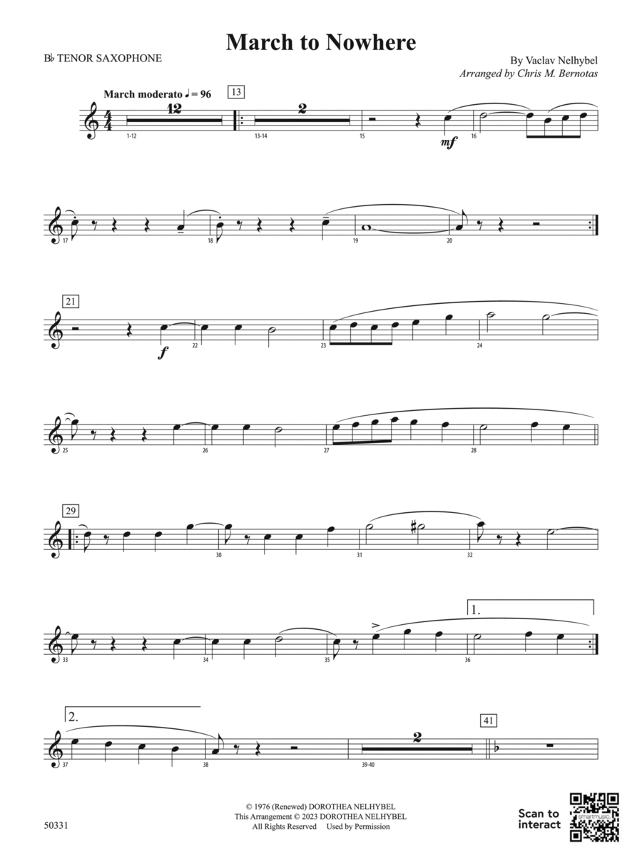 March to Nowhere: B-flat Tenor Saxophone Concert Band scores gallery preview page 1