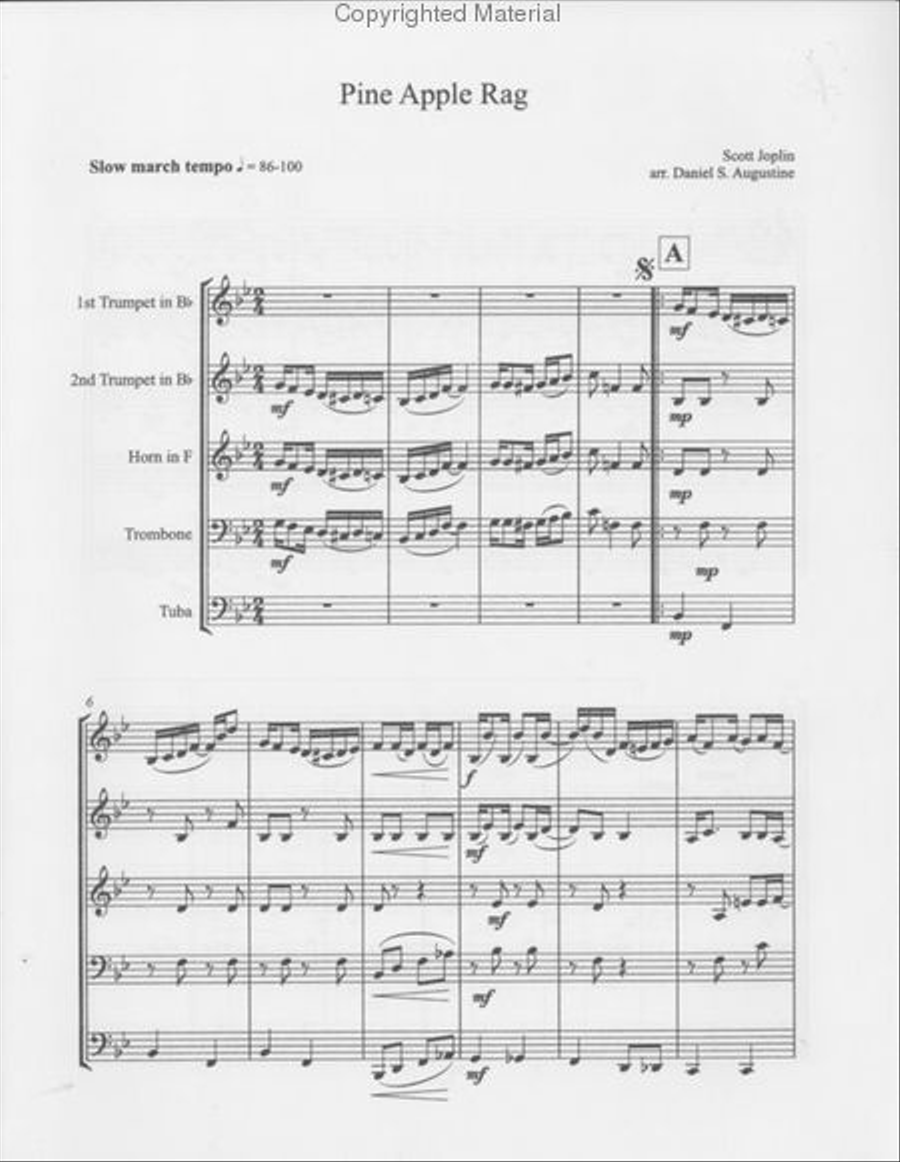 Pine Apple Rag (Dan Augustine) Brass Quintet scores gallery preview page 2