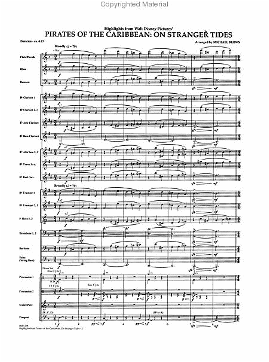 Highlights from Pirates of the Caribbean: On Stranger Tides Concert Band scores gallery preview page 2