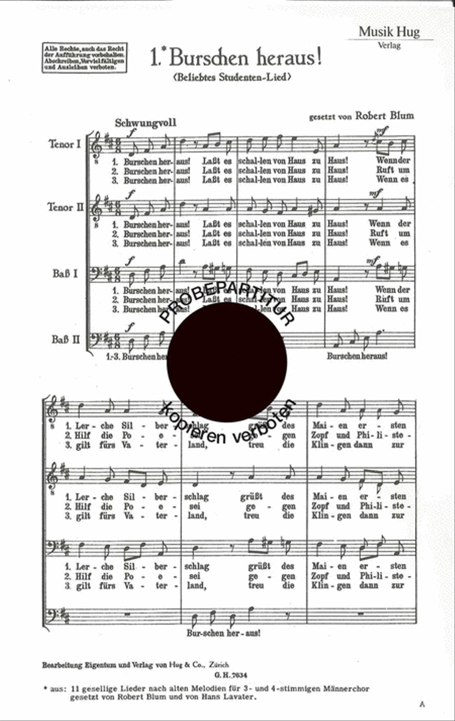 Burschen heraus Men's Choir scores gallery preview page 1
