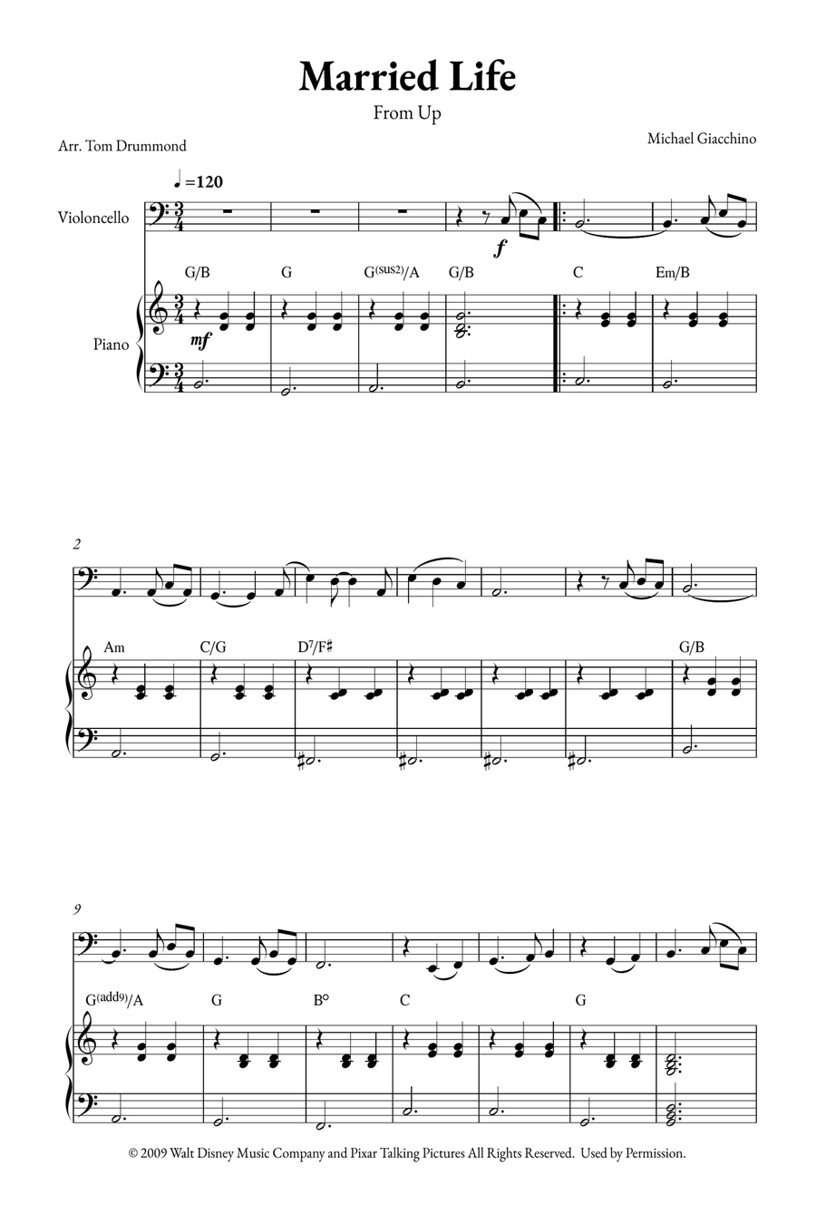 Married Life Piano scores gallery preview page 1