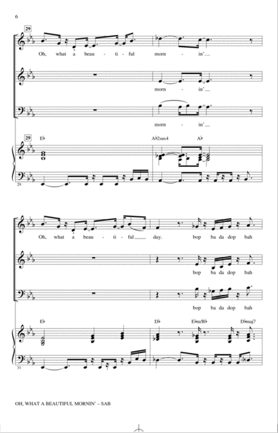 Oh, What A Beautiful Mornin' (from Oklahoma!) 3-Part scores gallery preview page 5