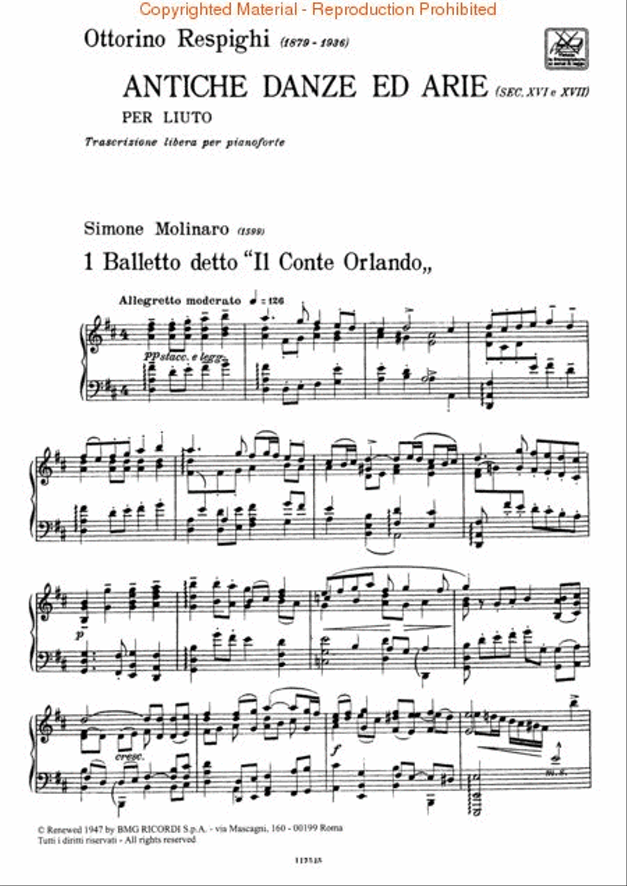 Antiche danze ed arie (Ancient Airs and Dances) Piano Solo scores gallery preview page 2