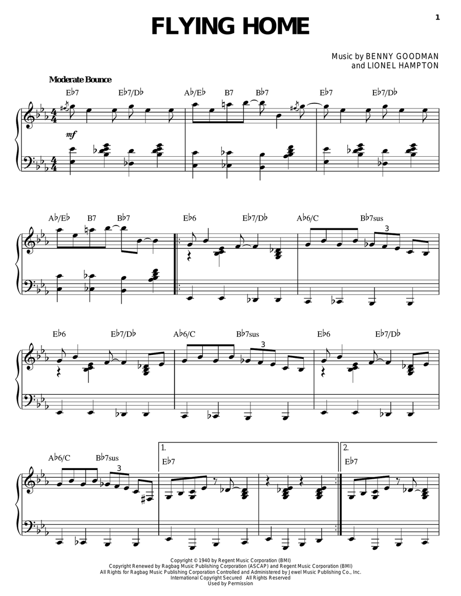 Flying Home Piano Solo scores gallery preview page 1