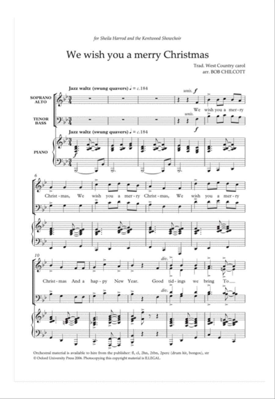 We wish you a merry Christmas 4-Part scores gallery preview page 1