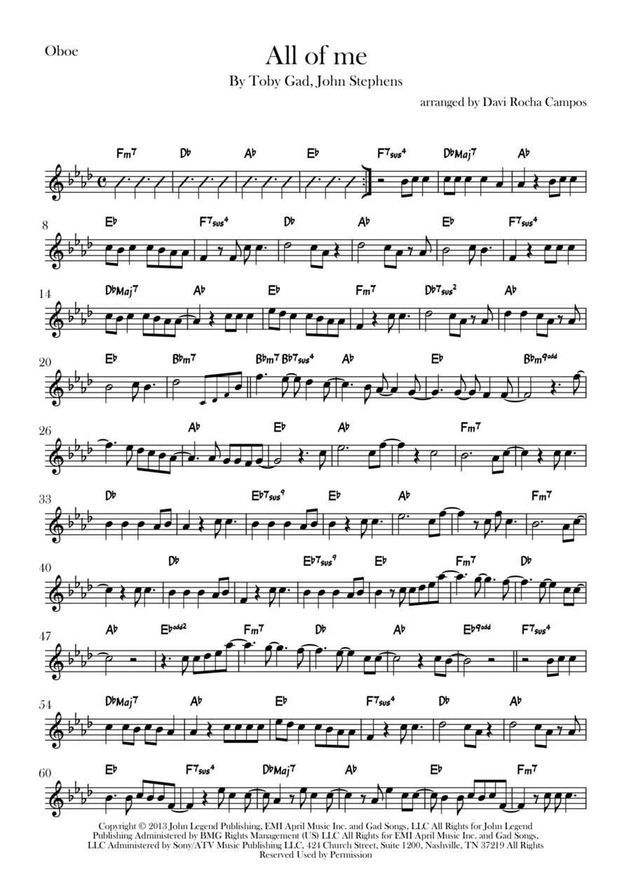 All Of Me All Of Me Oboe Solo scores gallery preview page 1