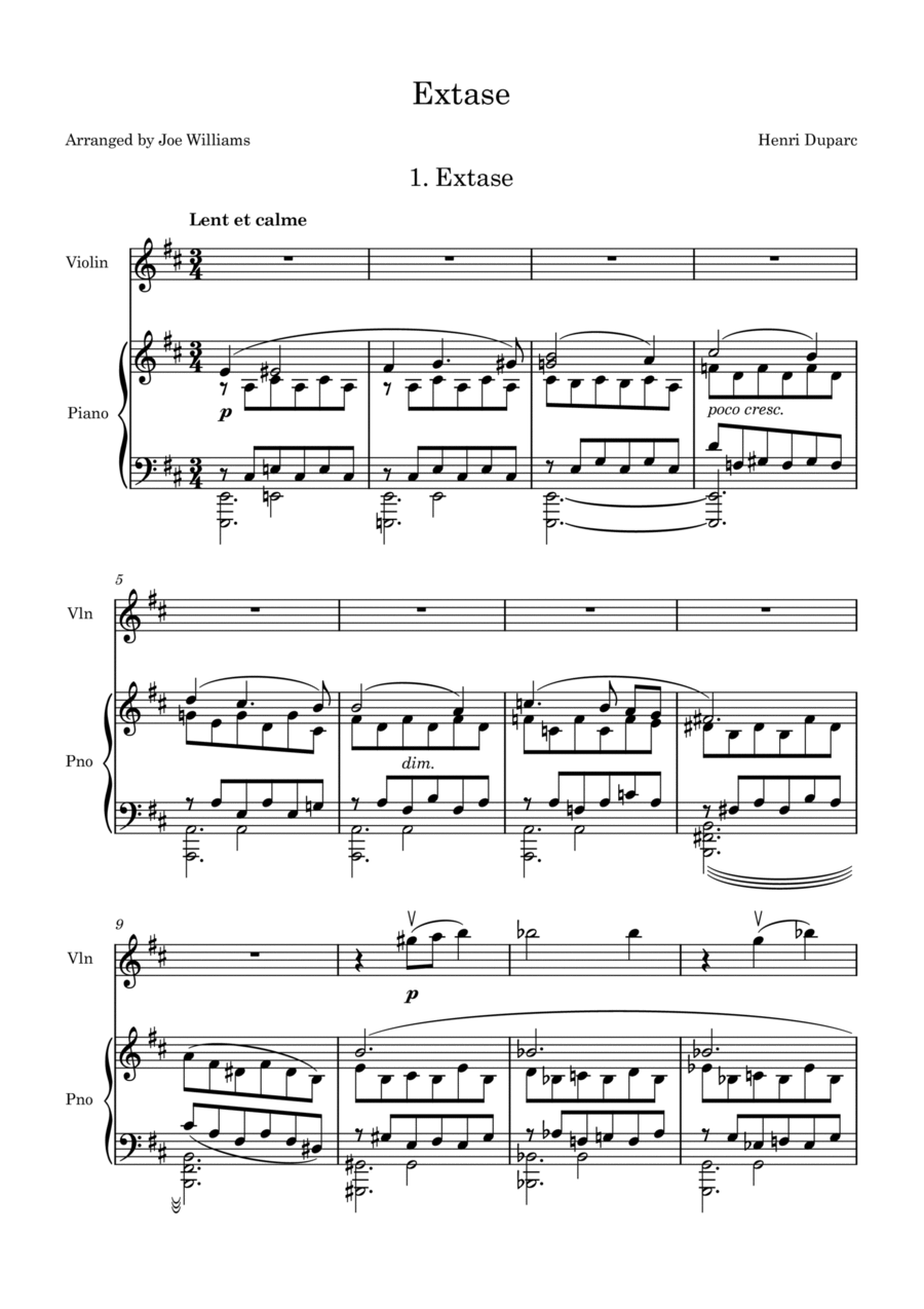 Extase Violin Solo scores gallery preview page 1